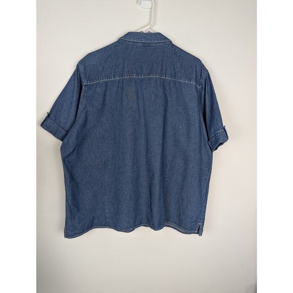 Chambray/Denim women's shirt or overshirt EUC. Bust to 50"  length 28" - Picture 7 of 7